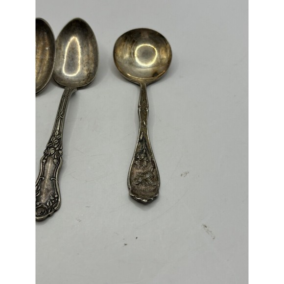 Set Of 7 Florentine Silver Plate Desert Forks 3 Different Silver Plate Spoons - Picture 4 of 8